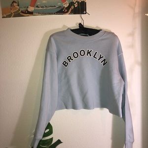 NY BROOKLYN Light Blue Crop Sweater